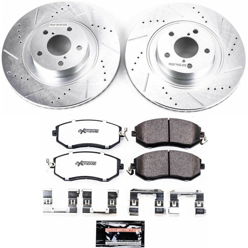 Power Stop Brake Kit, Z26 Street Warrior, Z26 Street Warrior Carbon Fiber Ceramic Brake Pads, Drilled and Slotted Rotor – K6082-26