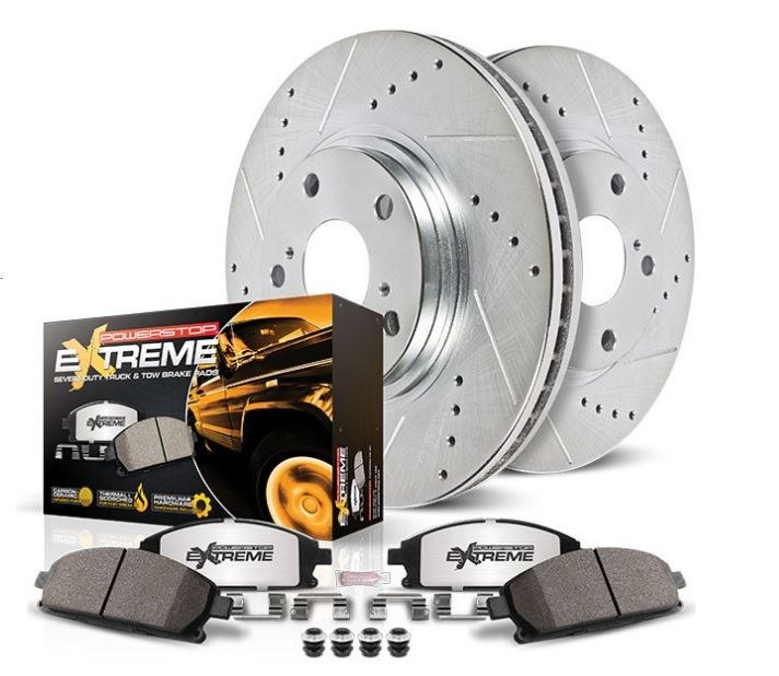 Power Stop Brake Kit, Z36 Truck & Tow, Carbon Fiber Ceramic Brake Pads, Cross-Drilled and Slotted Rotor – K6560-36