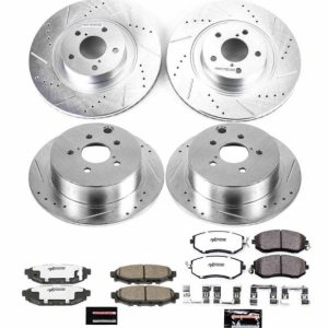 Power Stop Brake Kit, Z26 Street Warrior, Z26 Street Warrior Carbon Fiber Ceramic Brake Pads, Drilled and Slotted Rotor – K6762-26