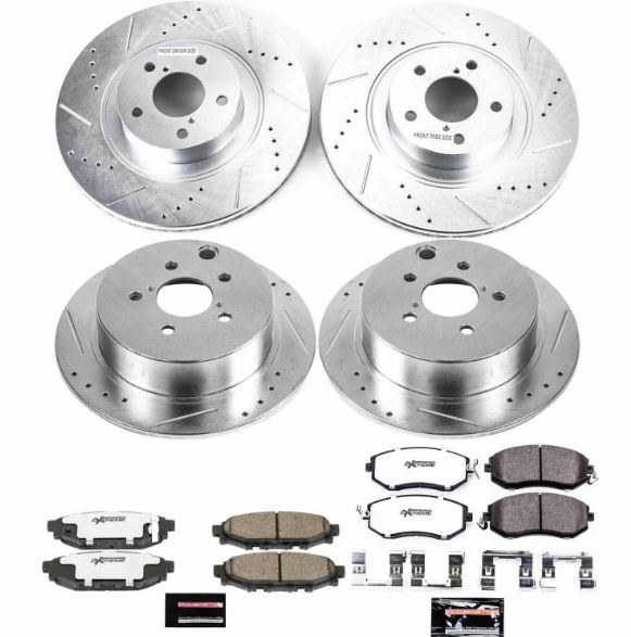 Power Stop Brake Kit, Z26 Street Warrior, Z26 Street Warrior Carbon Fiber Ceramic Brake Pads, Drilled and Slotted Rotor – K6762-26