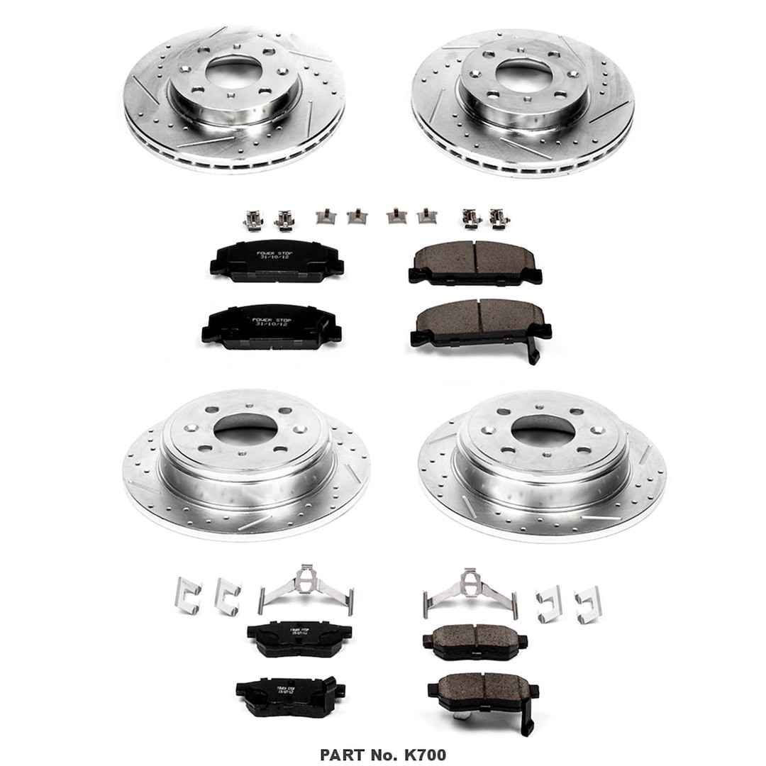 Power Stop Brake Kit, 1-Click Brake Kit, Carbon Fiber Ceramic Brake Pads – K700