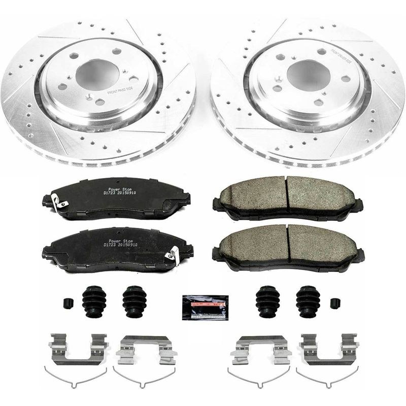 Power Stop Brake Kit, Z23 Evolution Sport, Carbon-Fiber Ceramic Brake Pads, Drilled and Slotted Rotors/ Zinc Plated – K7352