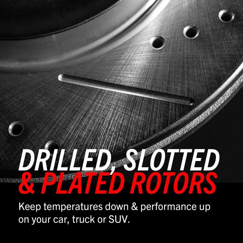 Power Stop Brake Kit, Z23 Evolution Sport, Carbon-Fiber Ceramic Brake Pads, Drilled and Slotted Rotors/ Zinc Plated – K7352