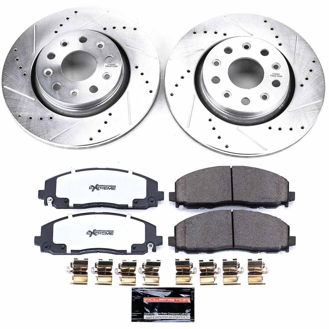 Power Stop Brake Kit, Z36 Truck & Tow, Carbon Fiber Ceramic Brake Pads, Cross-Drilled and Slotted Rotor, With Rotor/ Brake Pad/ Hardware – K7940-36