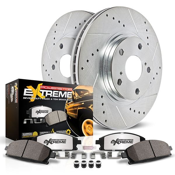 Power Stop Brake Kit, Z36 Truck & Tow, Carbon Fiber Ceramic Brake Pads, Cross-Drilled and Slotted Rotor, With Rotor/ Brake Pad/ Hardware – K7940-36