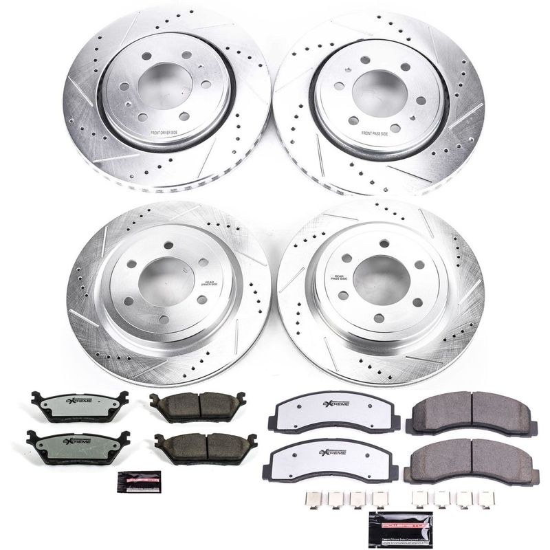 Power Stop Brake Kit, Z36 Truck & Tow, Carbon-Fiber Ceramic Brake Pads, Drilled and Slotted Rotors/ Zinc Plated – K8026-36
