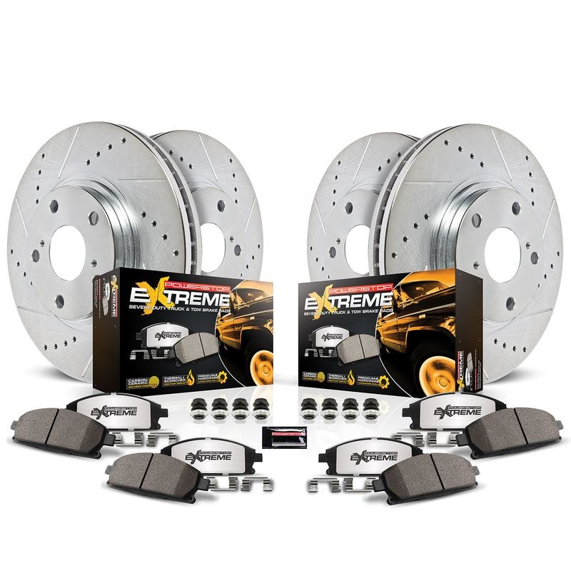 Power Stop Brake Kit, Z36 Truck & Tow, Carbon-Fiber Ceramic Brake Pads, Drilled and Slotted Rotors/ Zinc Plated – K8026-36