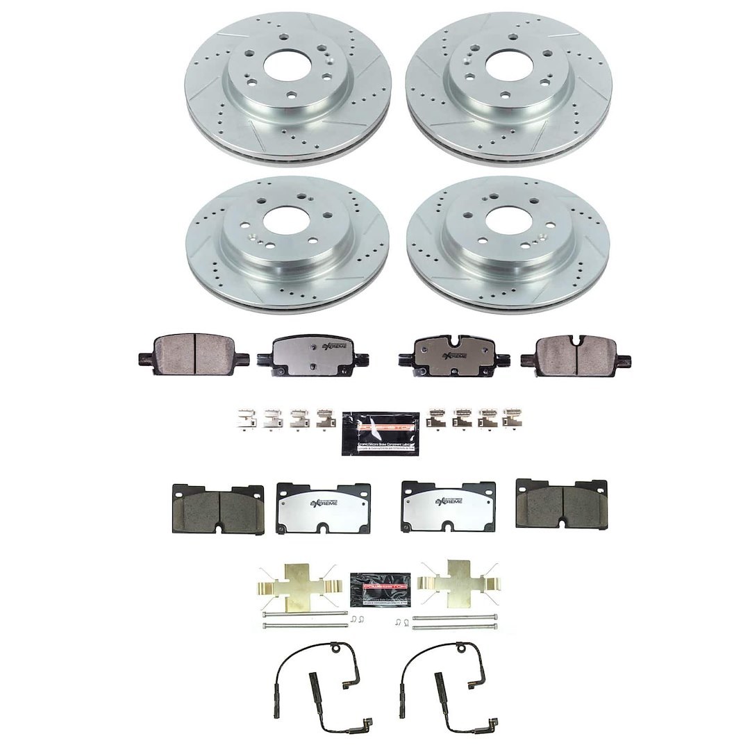 Power Stop Brake Kit, Z36 Truck & Tow, Carbon-Fiber Ceramic Brake Pads, Drilled and Slotted Rotors/ Zinc Plated – K8171-36
