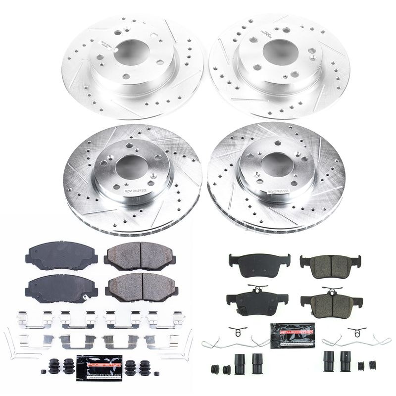 Power Stop Brake Kit, Z23 Evolution Sport, Carbon-Fiber Ceramic Brake Pads, Drilled and Slotted Rotors/ Zinc Plated – K8620