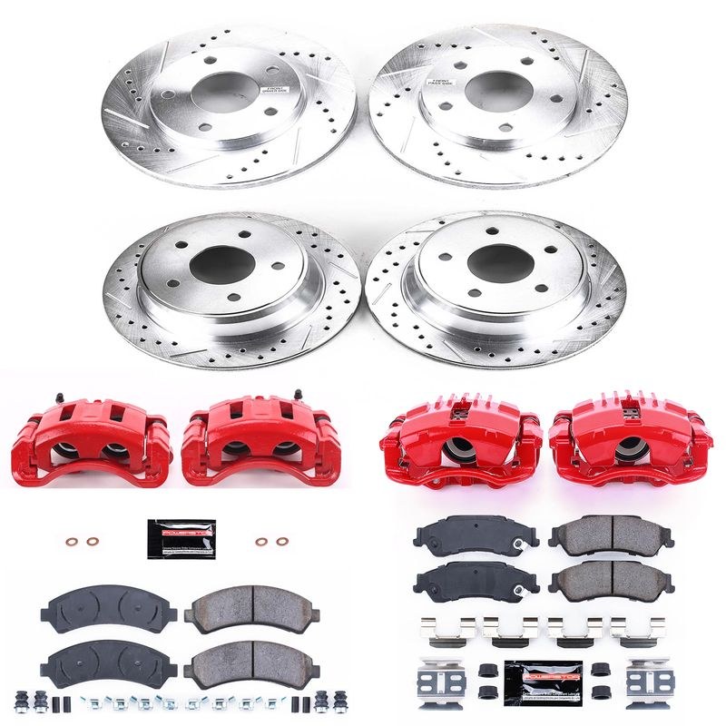 Power Stop Brake Kit, Z23 Evolution Sport, Carbon-Fiber Ceramic Brake Pads, Red Powder Coated Calipers – KC2005