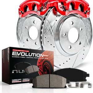 Power Stop Brake Kit, 1-Click Brake Kit, Carbon Fiber Ceramic Brake Pads, Cross-Drilled and Slotted Rotor – KC2069
