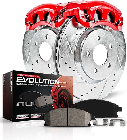 Power Stop Brake Kit, 1-Click Brake Kit, Carbon Fiber Ceramic Brake Pads, Cross-Drilled and Slotted Rotor – KC2069