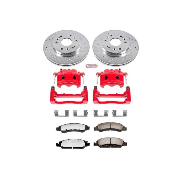 Power Stop Brake Kit, Z36 Truck & Tow, Carbon-Fiber Ceramic Brake Pads, Red Powder Coated Calipers – KC2069-36