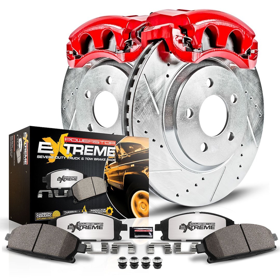 Power Stop Brake Kit, Z36 Truck & Tow, Carbon-Fiber Ceramic Brake Pads, Red Powder Coated Calipers – KC6403-36