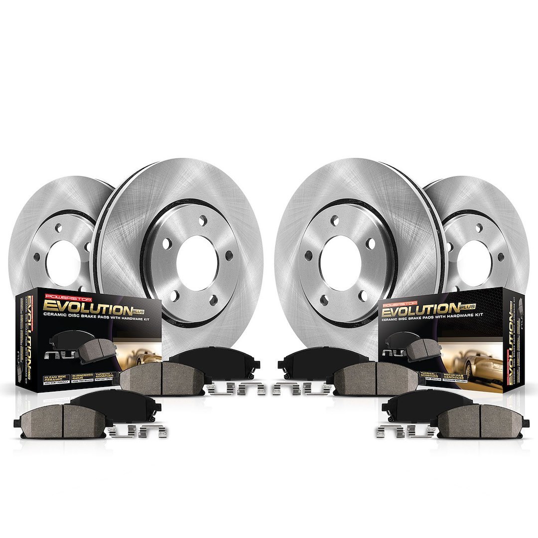 Power Stop Brake Kit, Z17 Stock Replacement, Ceramic Brake Pads, 354 Millimeter Vented Front/ 335 Millimeter Vented Rear Rotor – KOE8946