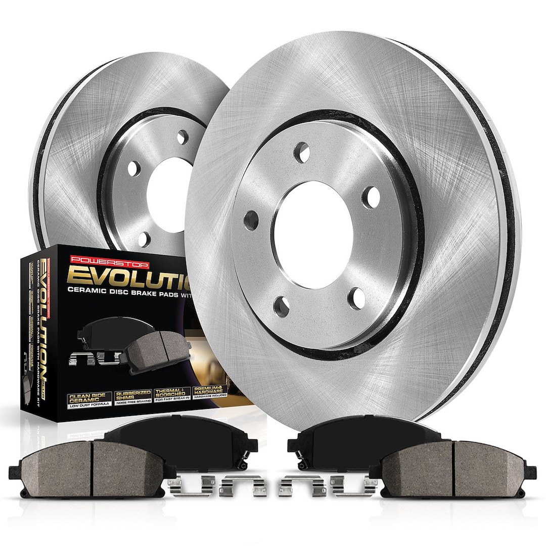 Power Stop Brake Kit, Z17 Stock Replacement, Ceramic Pads, 308 Millimeter Solid Front Non-Coated Rotor – KOE9057