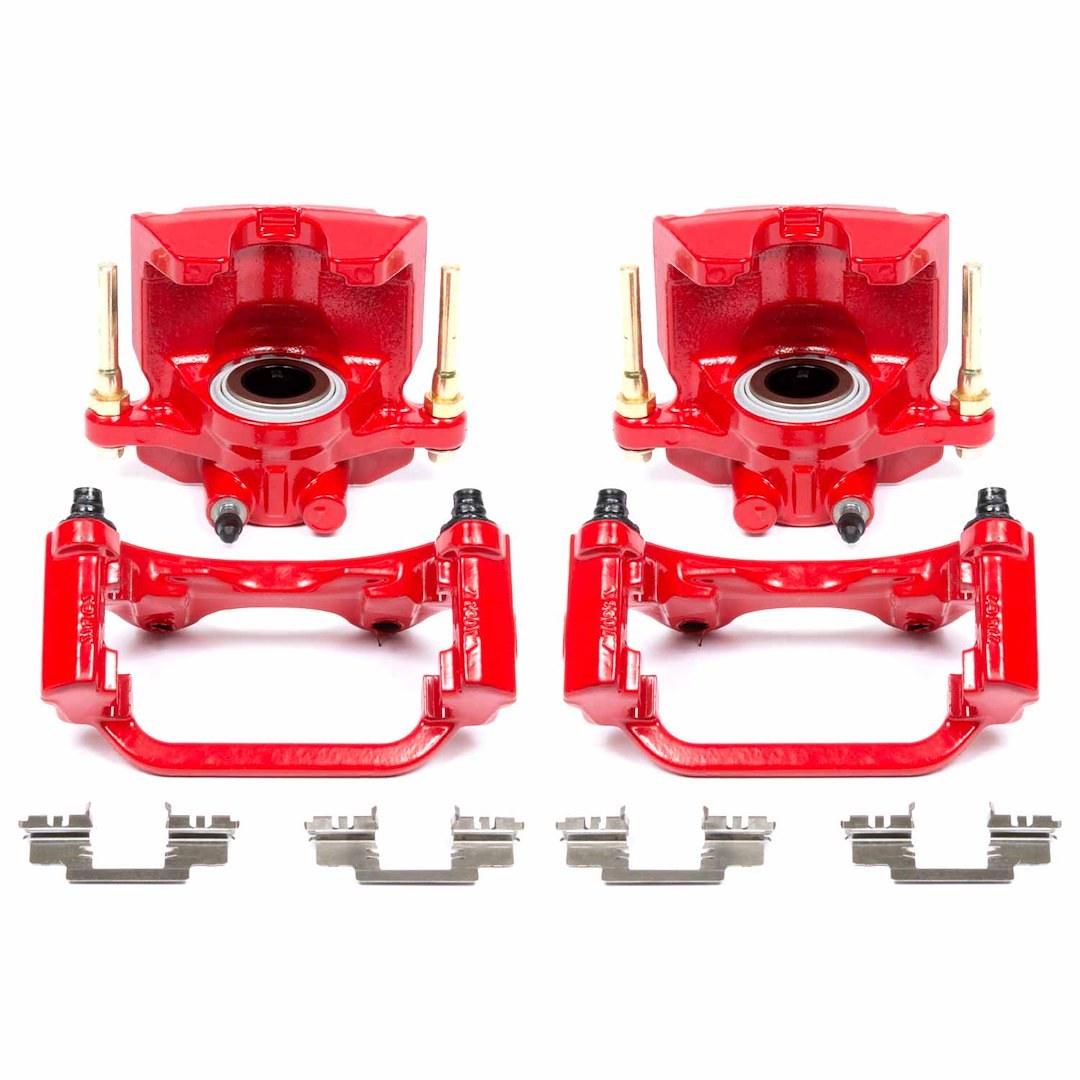 Power Stop Brake Caliper, Performance, Without Brake Pad, Powder Coated, Red, With 2 Calipers/ Bleeder Screws/ Pins/ Hardware – S5030