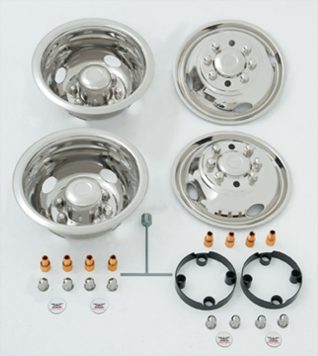 Phoenix USA Wheel Simulator, D.o.t.liner, Fits 16 Inch Diameter 8 Lug Dual Wheels, Polished, Stainless Steel, Bolt-On – GDG01