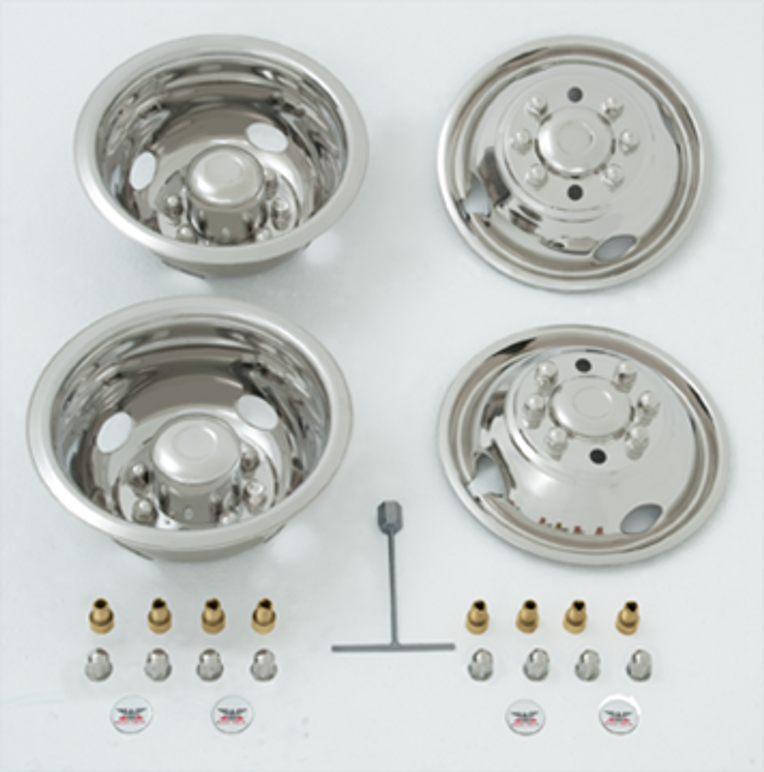 Phoenix USA Wheel Simulator, D.o.t.liner, Fits 16 Inch Diameter 8 Lug Dual Wheels, Polished, Stainless Steel, Bolt-On – GDG92