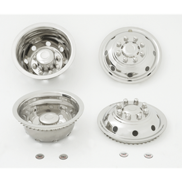 Phoenix USA Wheel Simulator, Quickliner, Fits 16 Inch Diameter 8 Lug Dual Wheels, Polished, Stainless Steel, Snap-On, Set of 4 – GQ62