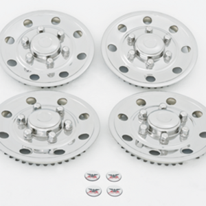 Phoenix USA Wheel Simulator, Quickliner, Fits 15 Inch Diameter 5 and 6 Lug Single Wheels, Polished, Stainless Steel, Snap-On, Set of 4 – GQST50
