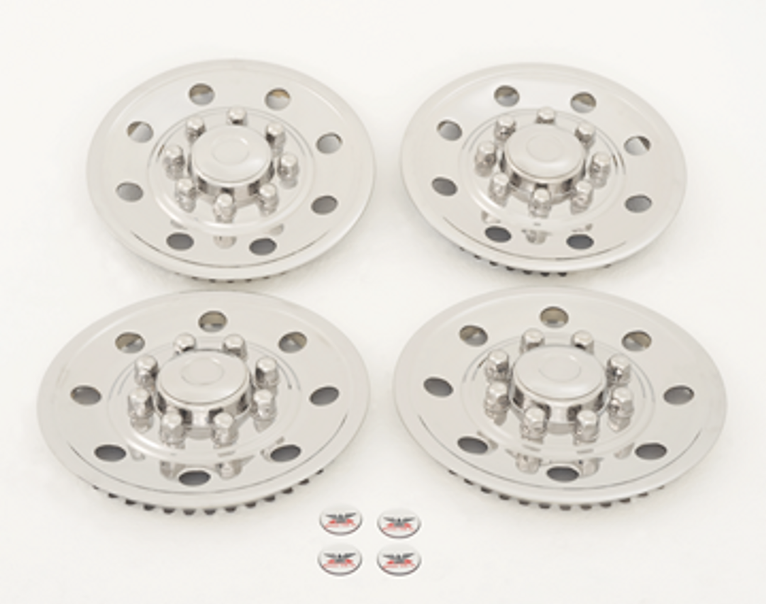 Phoenix USA Wheel Simulator, Quickliner, Fits 16 Inch Diameter 8 Lug Single Wheels, Polished, Stainless Steel, Snap-On, Set of 4 – GQST60