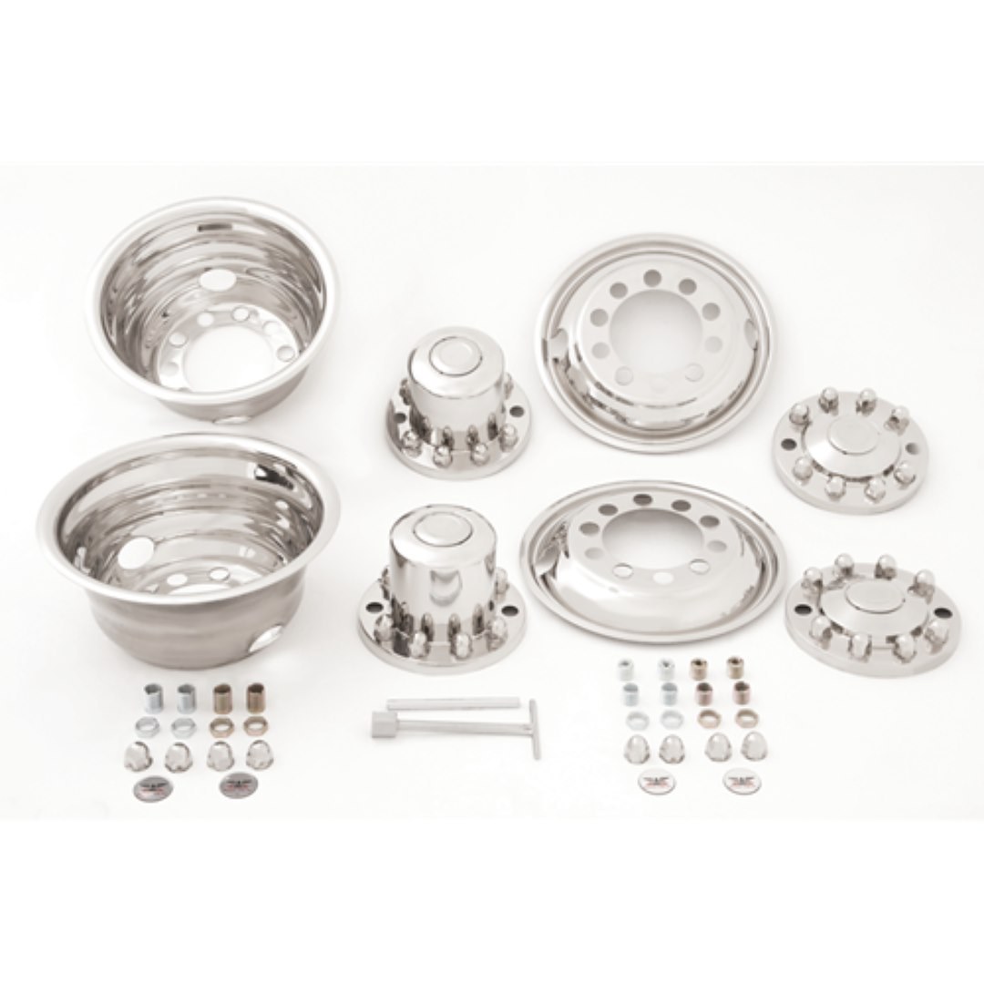Phoenix USA Wheel Simulator, D.o.t.liner, Fits 22-1/2 Inch X 7-1/2 Inch and 22-1/2 Inch X 8-1/4 Inch 10 Lug Wheels, Polished, Stainless Steel – N252