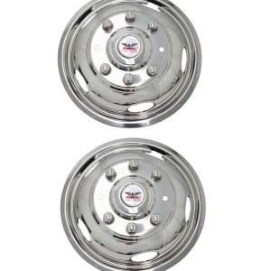 Phoenix USA Wheel Simulator, D.o.t.liner, Fits 17 Inch Diameter 8 Lug Dual Wheels, Front, Polished, Stainless Steel, Bolt-On, Set of 2 – ND1719F