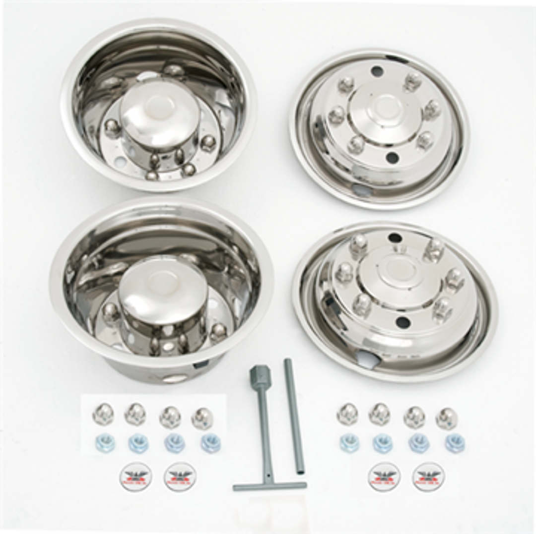 Phoenix USA Wheel Simulator, D.o.t.liner, Fits 19-1/2 Inch Diameter 8 Lug Wheels, Polished, Stainless Steel, Bolt-On – NH8495