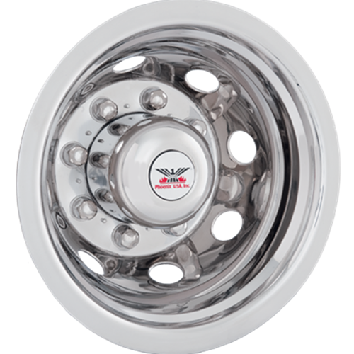 Phoenix USA Wheel Simulator, Quickliner, Fits 17 Inch Diameter 8 Lug Dual Wheels, Polished, Stainless Steel, Snap-On, Set of 4 – QL74