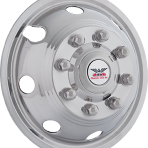 Phoenix USA Wheel Simulator, Quickliner, Fits 17 Inch Diameter 8 Lug Dual Wheels, Polished, Stainless Steel, Snap-On, Set of 2 – QL74F