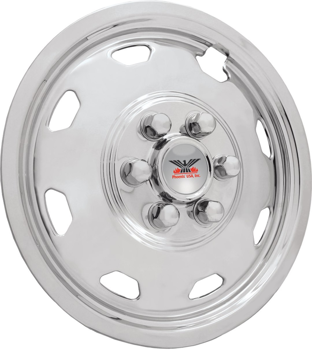Phoenix USA Wheel Simulator, Quickliner, Fits 17 Inch Diameter 6 Lug Single Wheels, Polished, Stainless Steel, Snap-On, Set of 4 – QLSF17