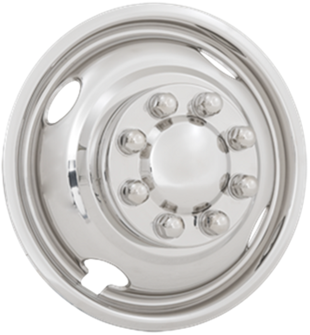 Phoenix USA Wheel Simulator, Uniliner, Fits 16 Inch 8 Lug Dual Wheels, Polished, Stainless Steel, Bolt-On, Does Not Fit Aluminum Wheels – SLU168