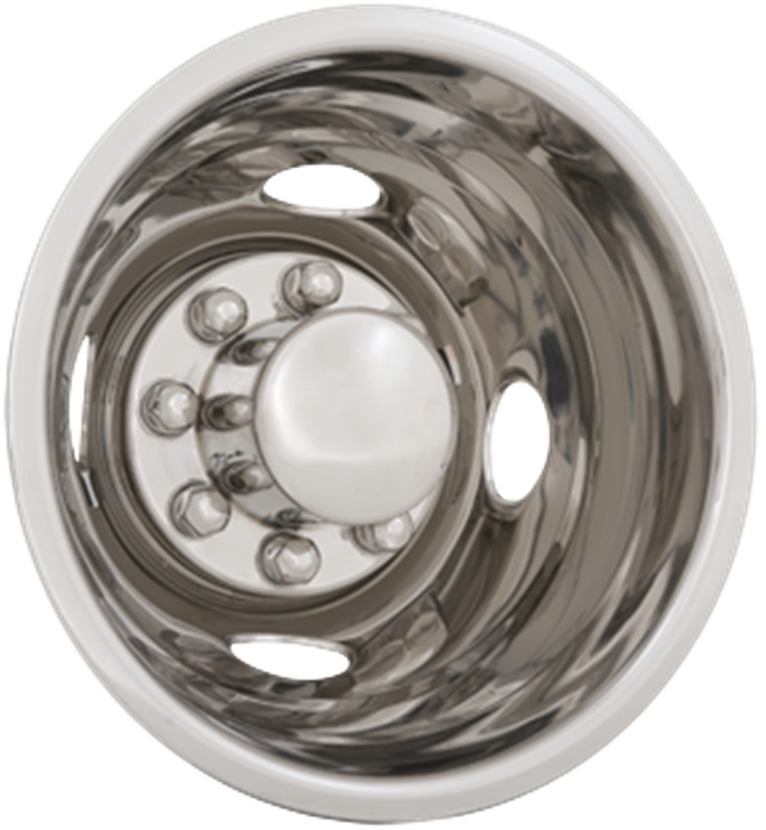 Phoenix USA Wheel Simulator, Uniliner, Fits 16 Inch 8 Lug Dual Wheels, Polished, Stainless Steel, Bolt-On, Does Not Fit Aluminum Wheels – SLU168