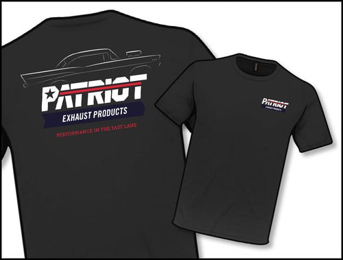 Patriot Exh T Shirt, Medium, Short Sleeve, Black, Cotton, Patriot Exhaust Logo – TS801