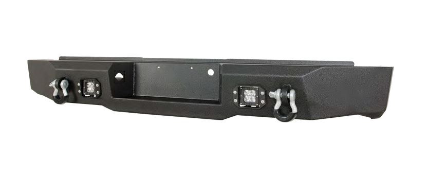 Paramount Bumper, One Piece Design, Direct-Fit, With D-Rings, With Two 16 Watt LED Cube Lights, Black Powder Coated Steel – 57-0215
