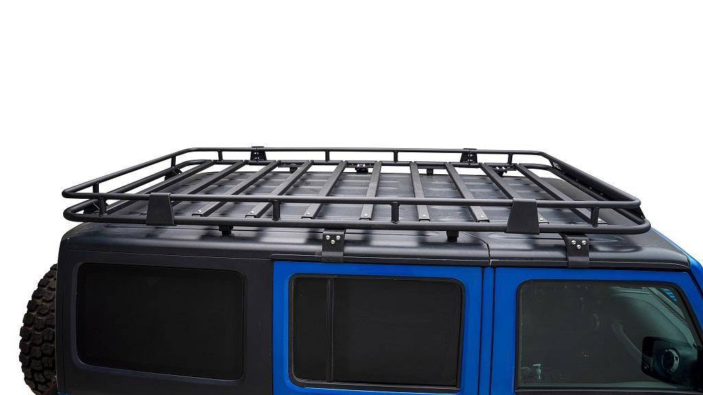 Paramount Roof Rack, 150 Pound Load Capacity, Bolt-On Installation, Textured Powder Coated, Black, Steel, With Canted Front Wind Deflector – 81-10800