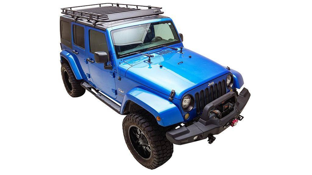 Paramount Roof Rack, 150 Pound Load Capacity, Bolt-On Installation, Textured Powder Coated, Black, Steel, With Canted Front Wind Deflector – 81-10800