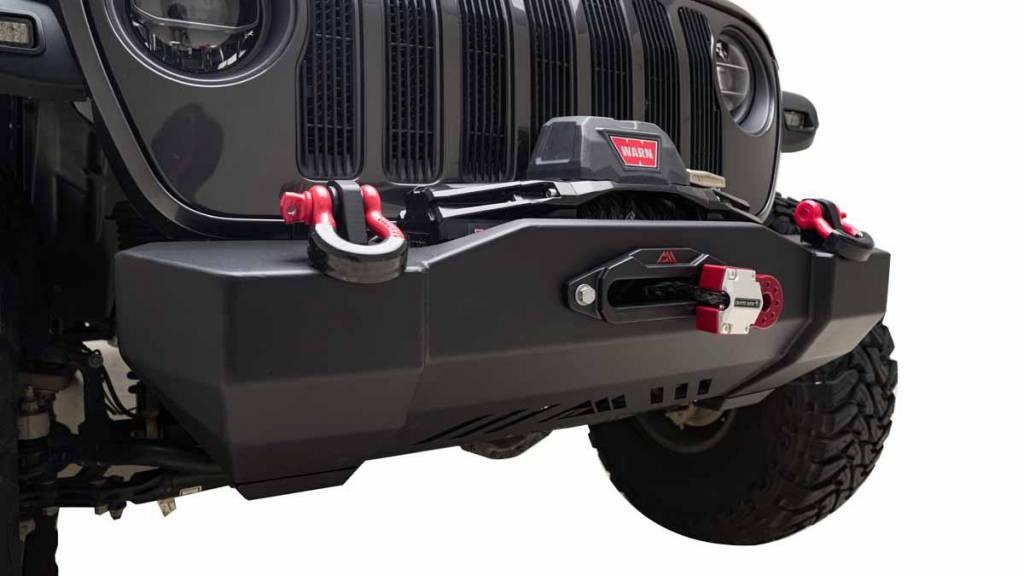 Paramount Bumper, Without Grille Guard, With Internal Winch Mount, Without Light Cutouts, Powder Coated Black Steel – 81-20303