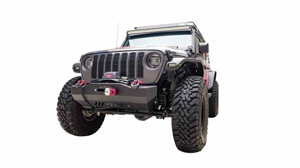 Paramount Bumper, Without Grille Guard, With Internal Winch Mount, Without Light Cutouts, Powder Coated Black Steel – 81-20303