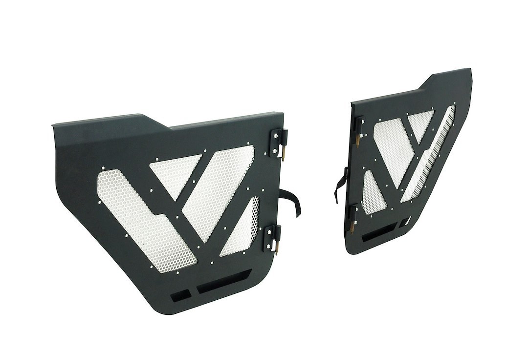 Paramount Door, Recon Series, Tubular Lower Half Door, With Latch Handle, Black, Steel, Set of 2, With Aluminum Mesh Panel Inserts – 81-20910