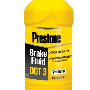 Prestone Brake Fluid, Single, 12 Ounce Bottle, Synthetic Hi-Temp DOT 3 Fluid – AS400Y
