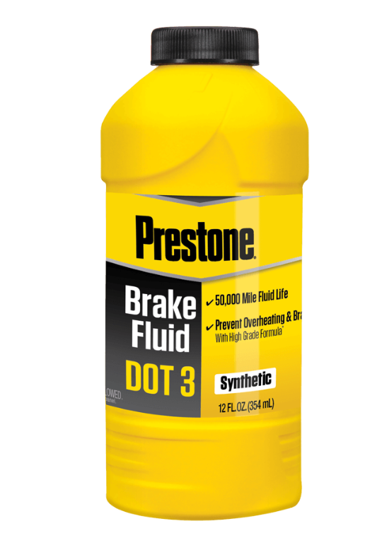 Prestone Brake Fluid, Single, 12 Ounce Bottle, Synthetic Hi-Temp DOT 3 Fluid – AS400Y