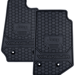Plasticolor Floor Mat, Black, Direct-Fit, Jeep Logo, Rubber, 2 Piece – 001803R01