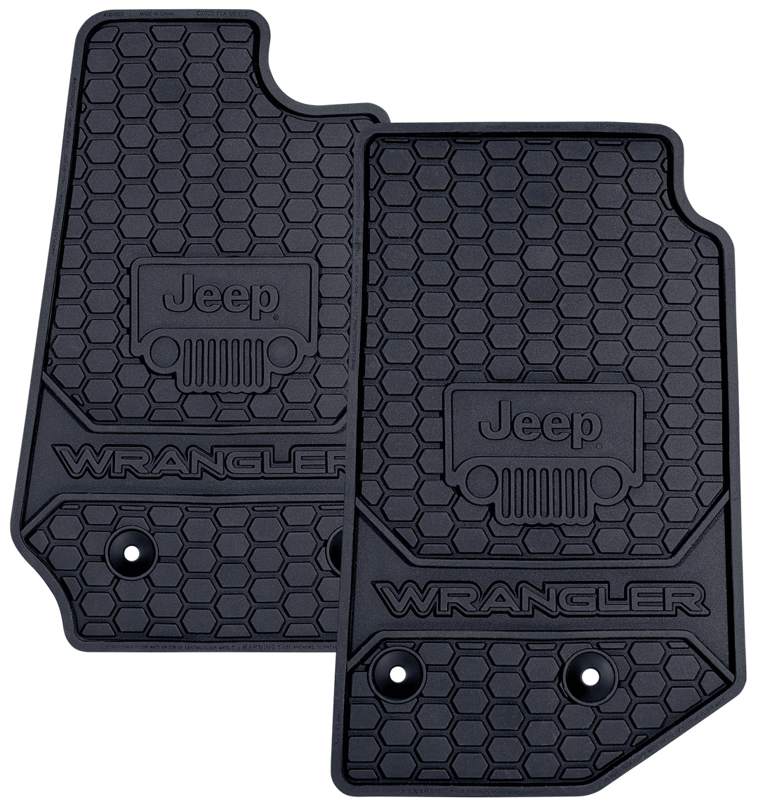 Plasticolor Floor Mat, Black, Direct-Fit, Jeep Logo, Rubber, 2 Piece – 001803R01