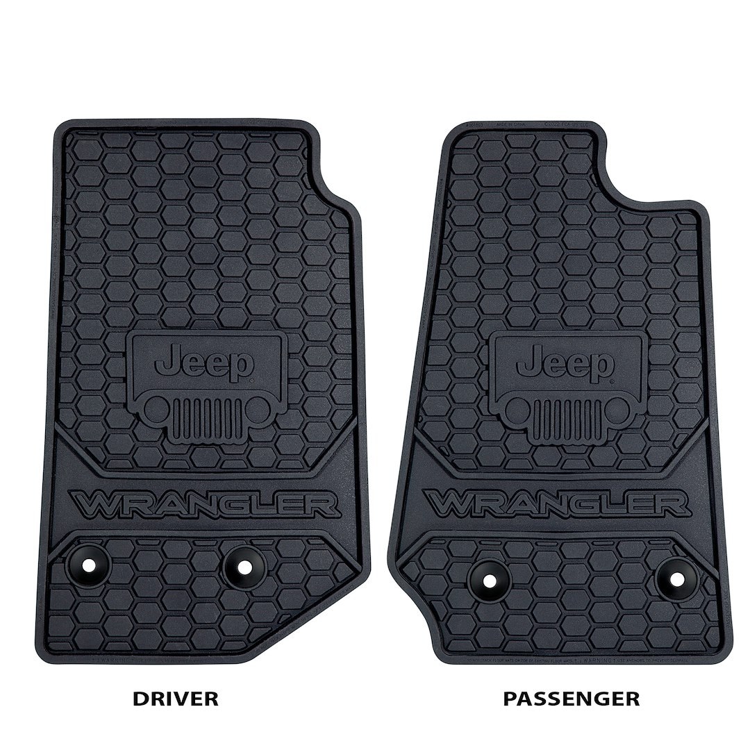 Plasticolor Floor Mat, Black, Direct-Fit, Jeep Logo, Rubber, 2 Piece – 001803R01