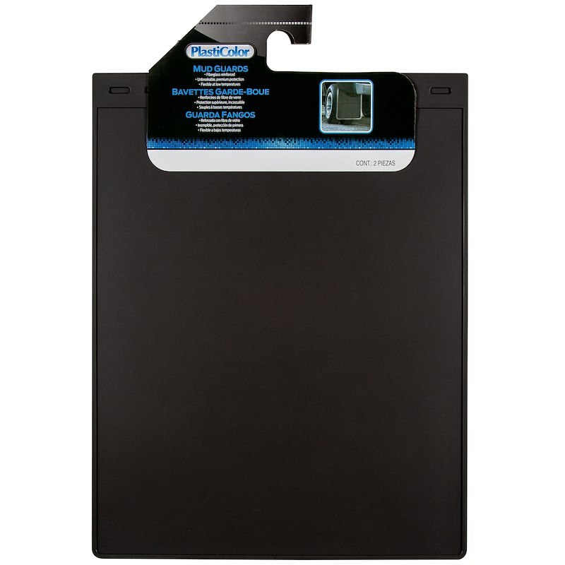 Plasticolor Mud Flap, Universal 18 Inch X 24 Inch, Set of 2, Flat, Without Logo, Black, Fiberglass Reinforced, Screw on – 001860R01