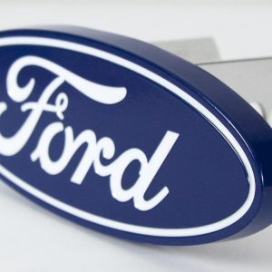 Plasticolor Trailer Hitch Cover, Hitch Plugs, Fits 2 Inch Receiver, Ford Logo, Blue/Chrome Plated, Metal – 002236