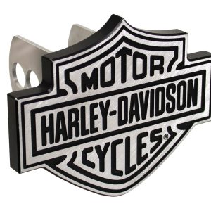 Plasticolor Trailer Hitch Cover, Hitch Plugs, Fits 2 Inch Receiver, Harley-Davidson Logo, Black/Chrome Plated, Metal – 002238