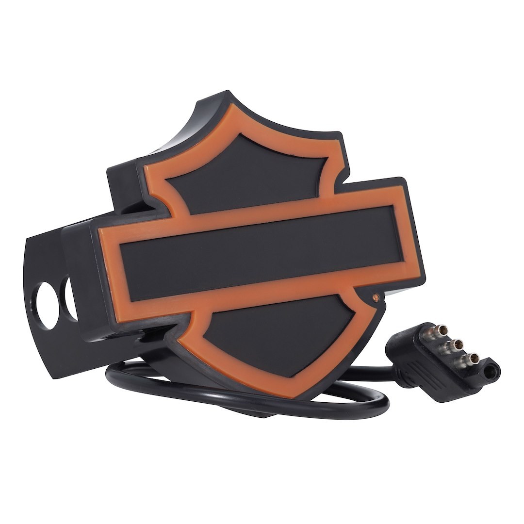 Plasticolor Trailer Hitch Cover, Fits 1-1/4 and 2 Inch Receivers, Harley-Davidson Logo, Black, Metal – 002319R01